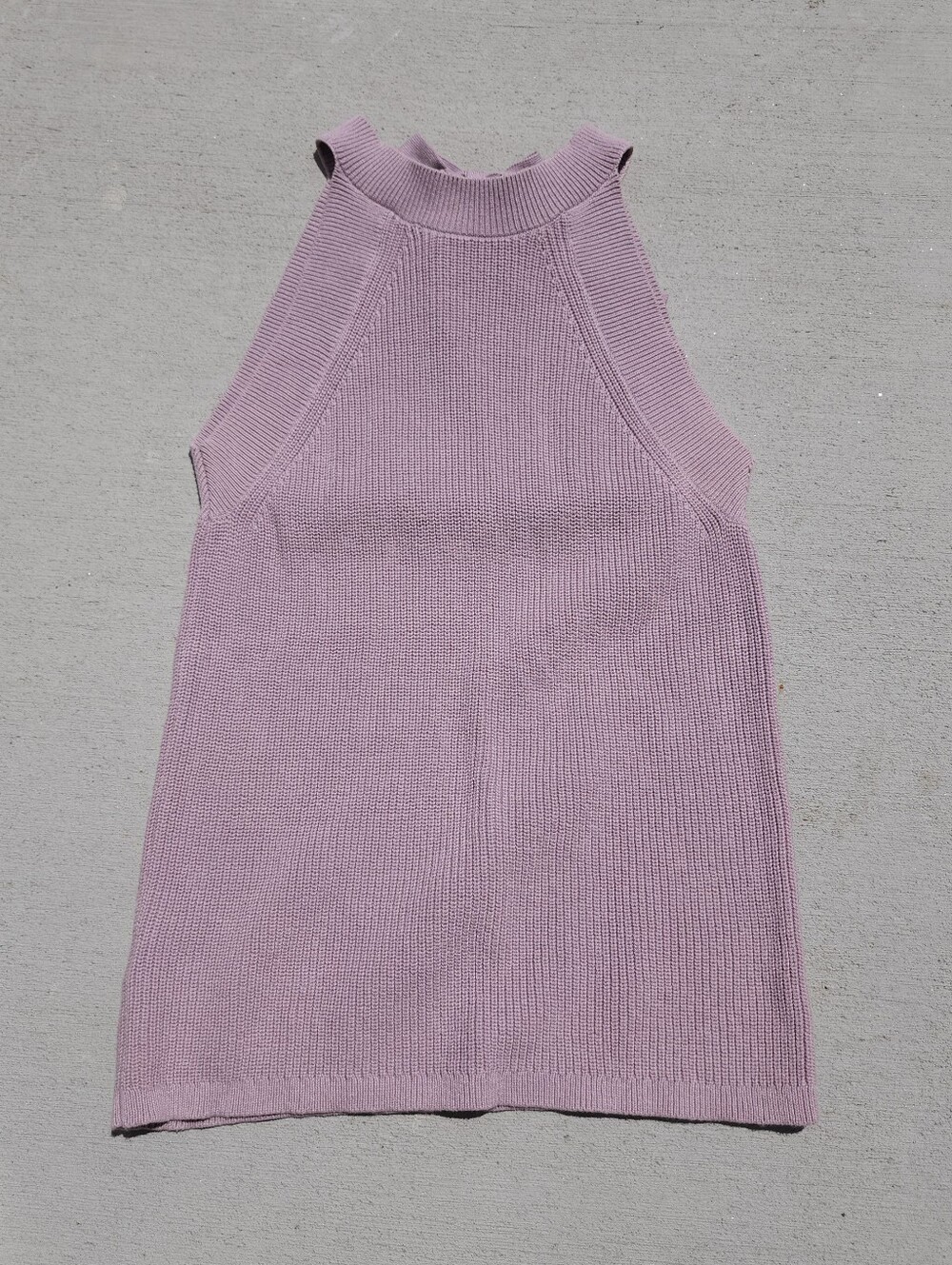 Ann Taylor Factory Lavender Knit Halter Sweater Tank 100% Cotton Size SMALL